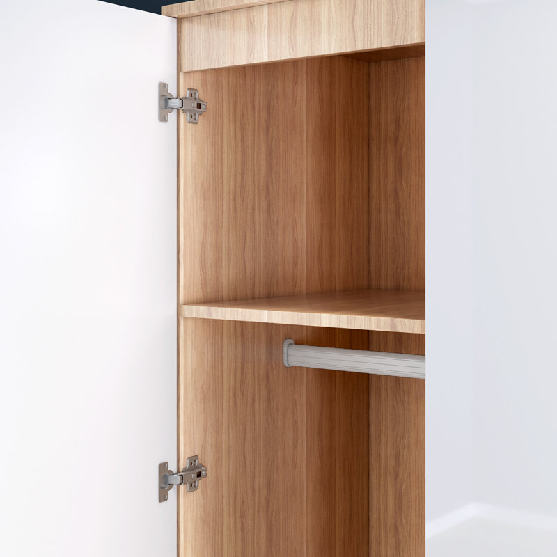 2 Door Manufactured Wood Wardrobe, White/Oak