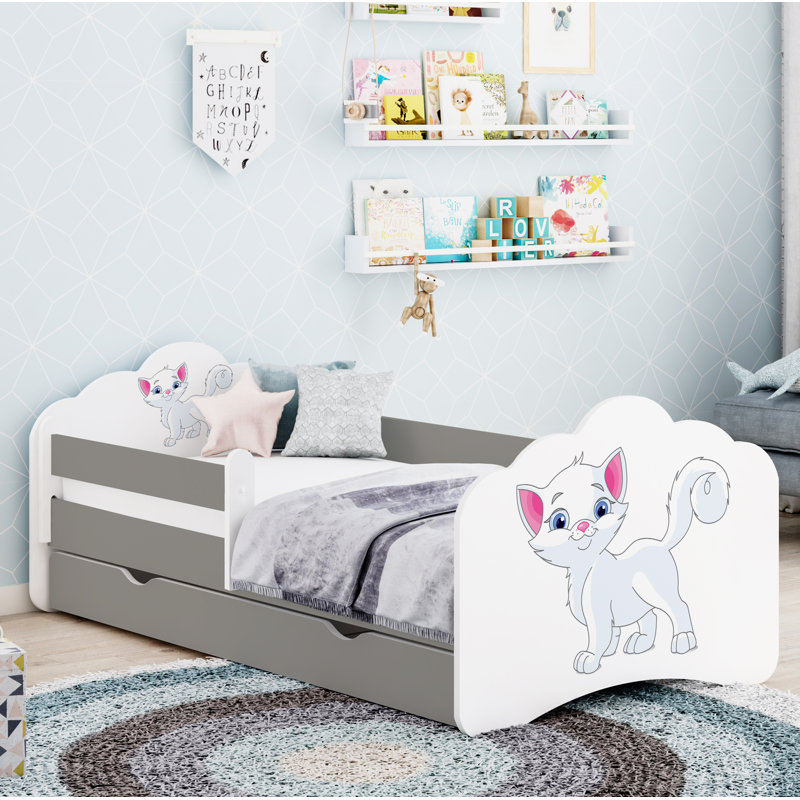 Quint European Toddler Bed Frame with Drawers, Dark Grey, 65 x 80 x 160cm