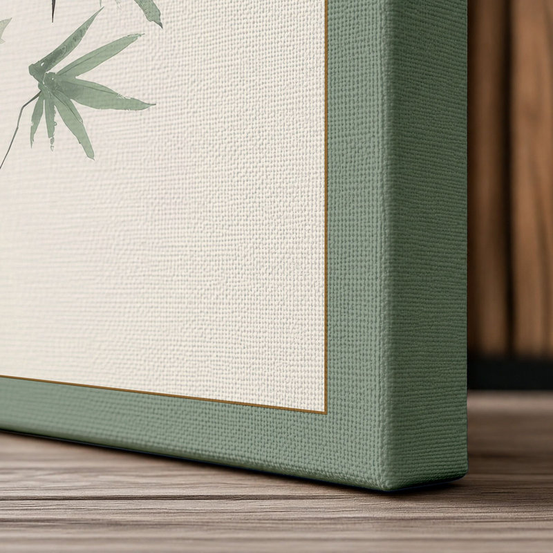 Bamboo in Ink Japandi - Wrapped Canvas, Sage Border, 30x20 - 76.2 x 50.8 cm