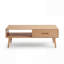 Table basse Mid-Century moderne en chêne massif 47 po avec tiroir-1131046315-1131046324