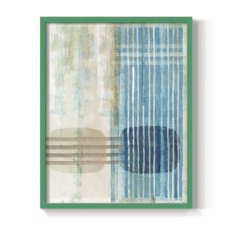 «Blue Blue Horizon III», reproduction encadrée - bois massif, Cadre simple vert, H 10 po x l 8 po