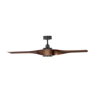 Visual Comfort Fan Touro Smart 60 LED Indoor Ceiling Fan with Threaded Downrod, Dark Walnut ABS blades and Handheld Remote
