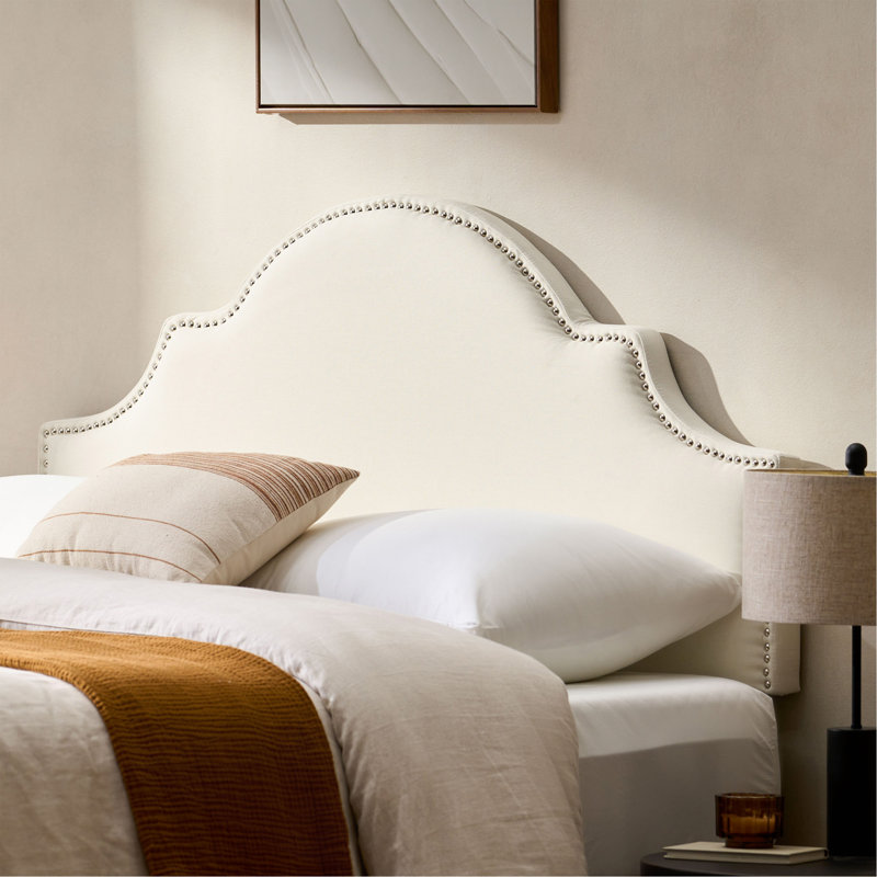 Tête de lit tapissier de grande taille, tête de lit en bois massif avec pieds en métal durables, tête de lit à hauteur réglable avec garniture cloutée dans la chambre à coucher