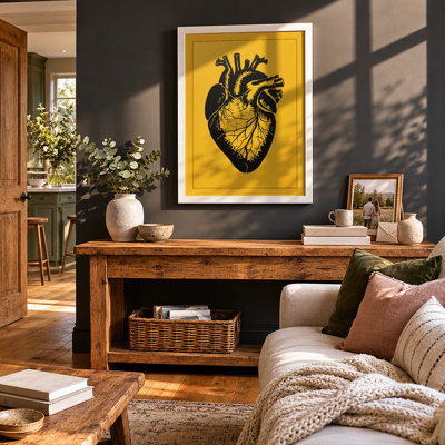 Anatomical Heart Graphic - Framed Print