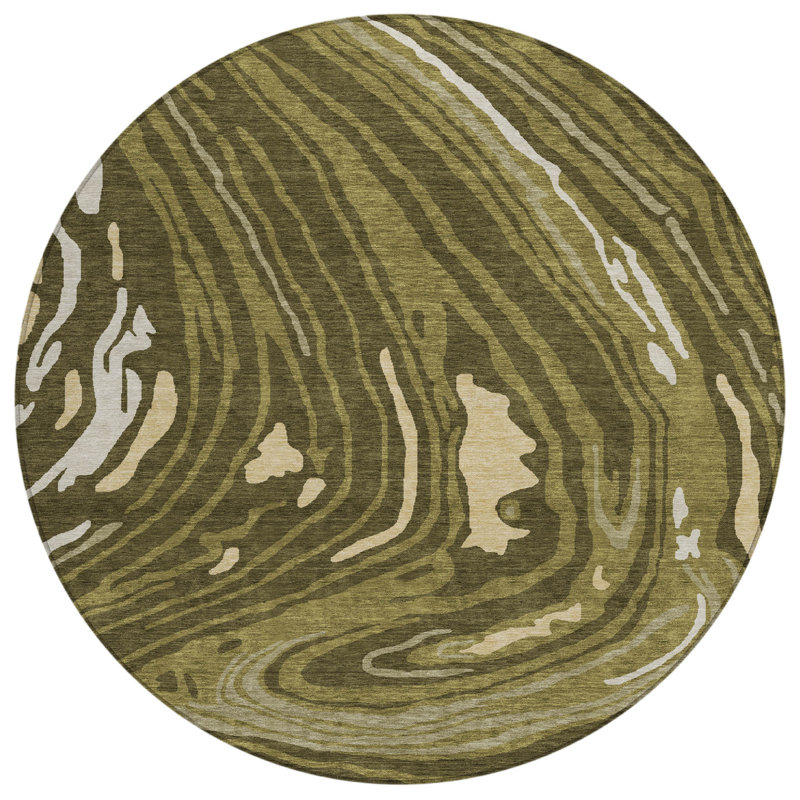 Tapis rond 8 po Olive Green