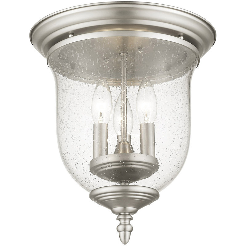 Plafonnier encastré 3 lumières 11,5 po Aaven, Nickel brossé