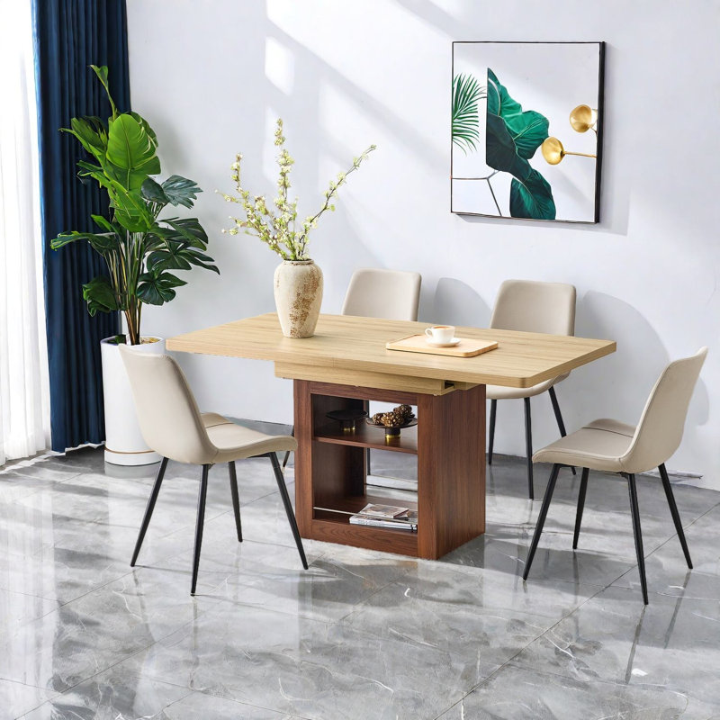 Ensemble de table de salle à manger multifonctionnel avec rangement, design moderne en MDF et en métal, idéal pour la maison et le bureau