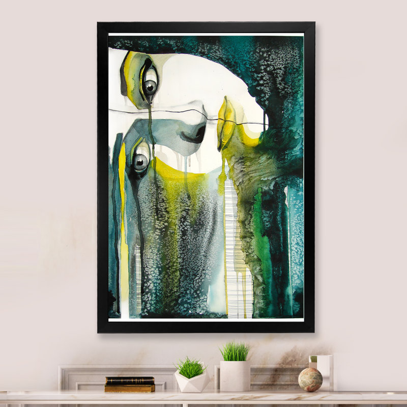 Illustration abstraite d'un visage de femme - décoration murale glam sur toile, Impression noire sur toile encadrée