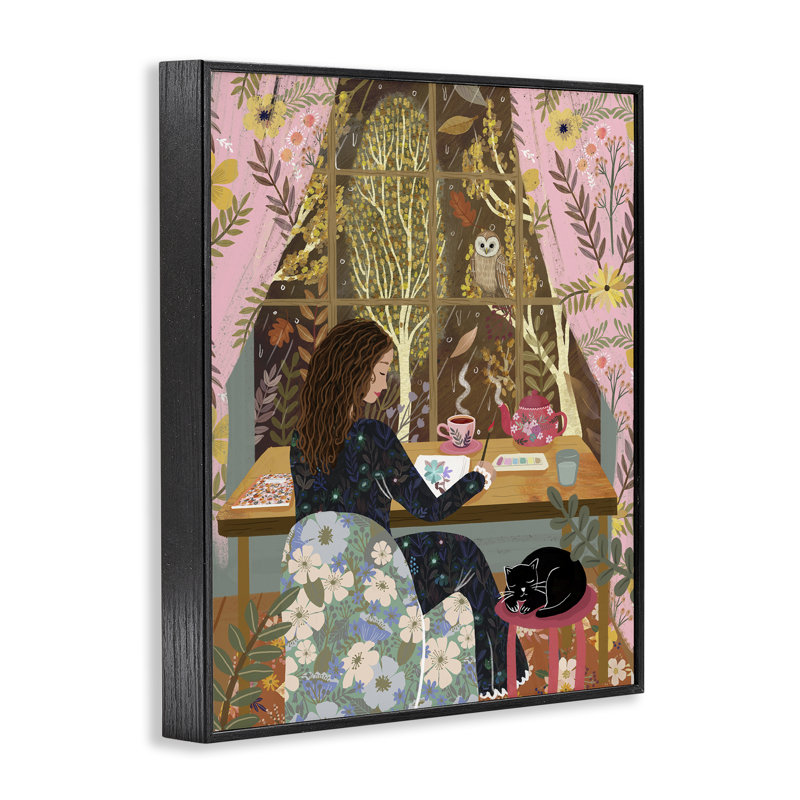 «Autumn Window Relaxing View», estampe numérique, conception de Mia Charro, Giclée encadrée noir minuit, H 30 po x l 24 po