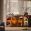 Buffet 68 po à DEL avec portes arquées en verre, rangement réglable, bar à café et garde-manger pour la cuisine, la salle à manger et le salon-1110647931