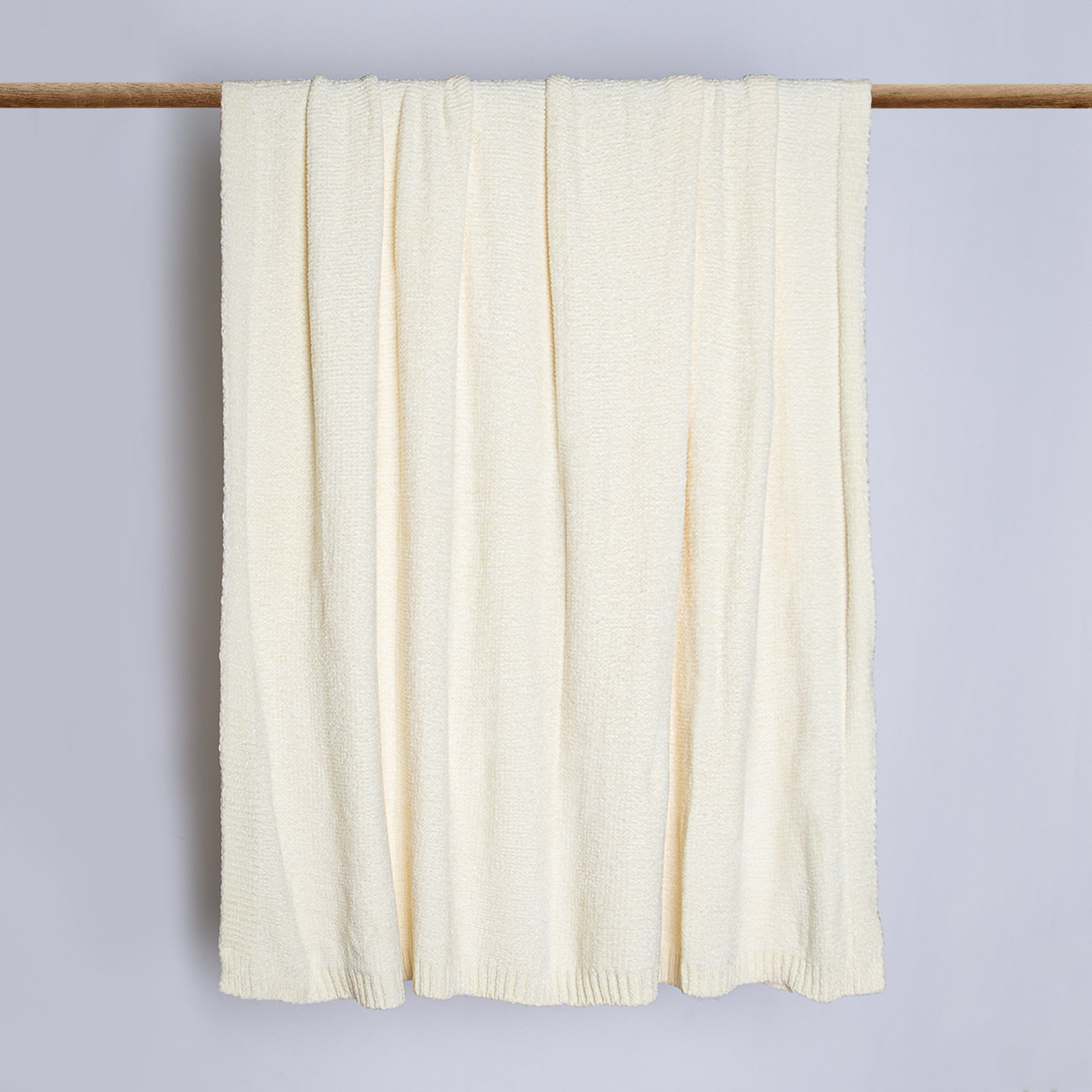 Caspian Reversible Knit Throw Blanket, White