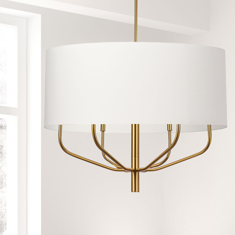 Lustre tambour 6 lumières Arvell, Blanc, Noir mat