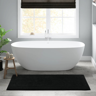 Tapis pour salle de bain réversible 100% coton noir 24 x 72 po 3000 g / m² - épais, aspect, lavable à la machine, facile à entretenir, antidérapant
