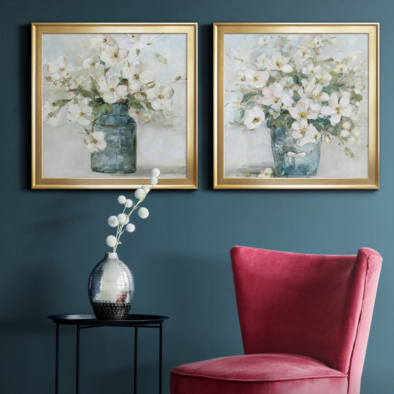 Cottage Charmer I - 2 pièces, peinture sur toile encadrée, H 17,5 po x l 35 po x P 1,5 po, Cadre doré