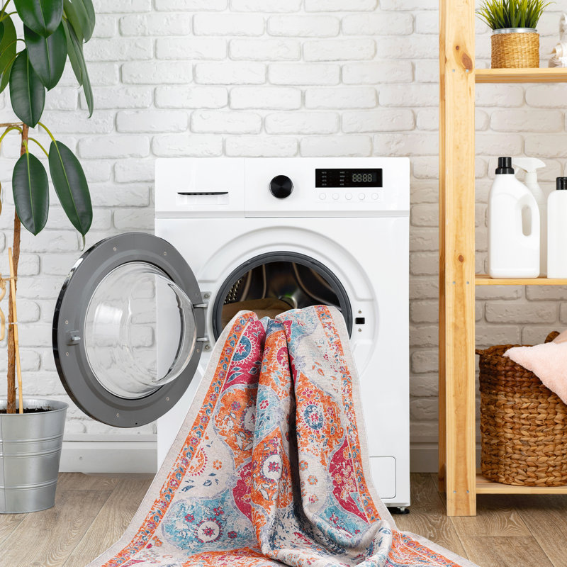 9X12 Washable Area Rug, Cream, Non-Shedding, Non-Slip, Low-Pile, Suitable For Living Room, Bedroom, Kitchen, Dining Pet & Water Absorbent,