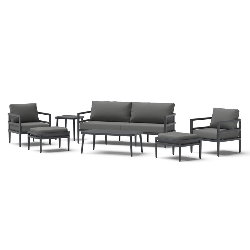 Morelia 7-Piece Sunbrella® Outdoor Patio Seating Set - Canvas Charcoal, Canvas Charcoal