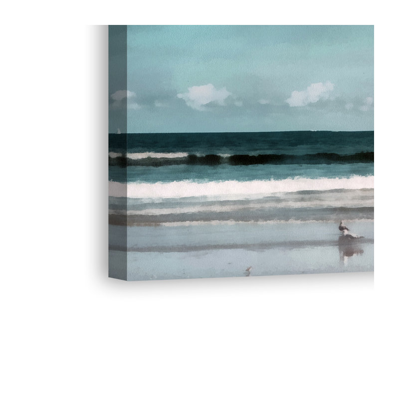" Sailboat Beach Scene ", Wrapped Canvas, 12" H x 36" W