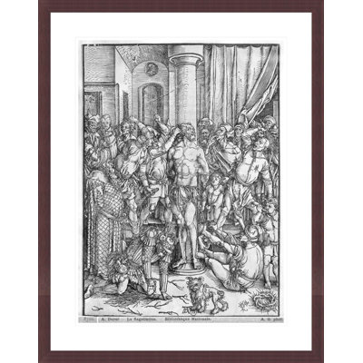 «The Flagellation of Jesus Christ» (gravure sur bois) (photo en noir et blanc) par Albrecht Dürer, impression giclée encadrée