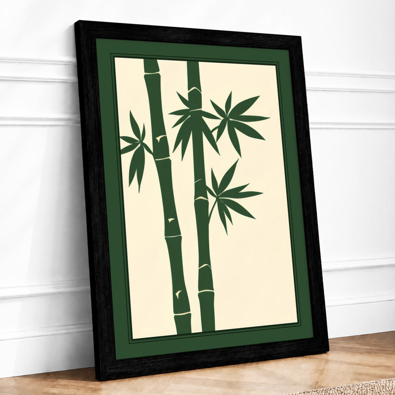 Bamboo Study Japandi - Framed Print, A3 - 42.0 x 29.7 cm, Black
