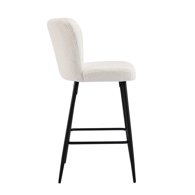 Lauterbach Upholstered Counter Stool with Metal Frame, White Boucle