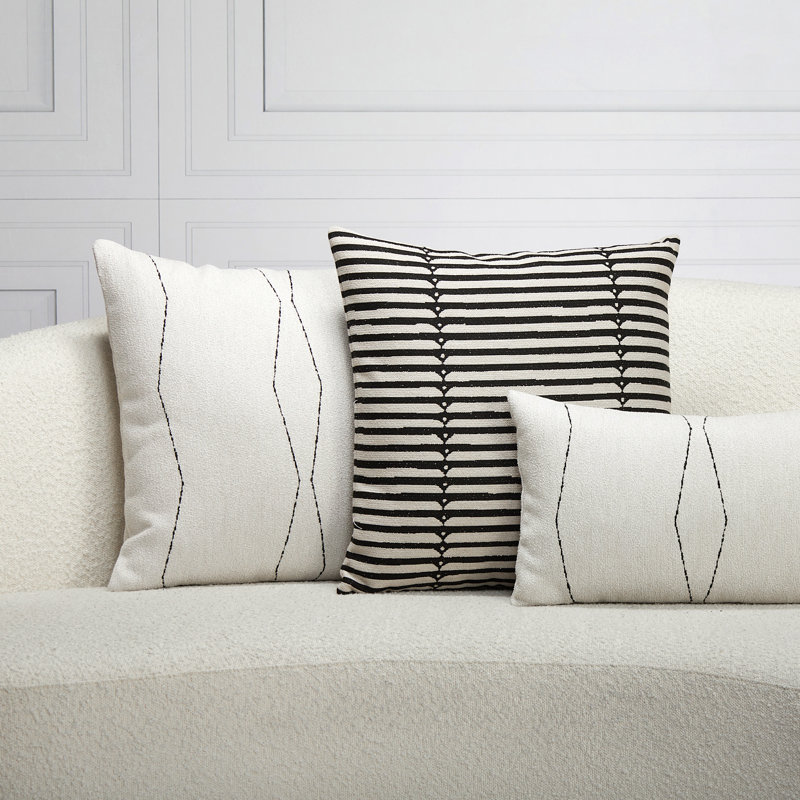 Luxe Square Indoor/Outdoor Pillow Cover & Insert, 20"H X 20"W, Striped 1, Ebony