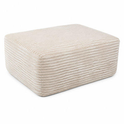 Modular Cloud Ottoman Bench, No-Assembly Plush Corduroy Footrest & Extra Seat, Off-White