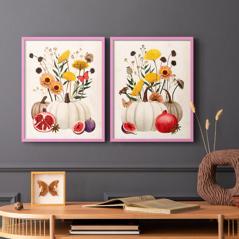 «Fall Botanicals I», reproduction encadrée de qualité supérieure - prête à être accrochée - aucun clou requis - aucun clou requis
