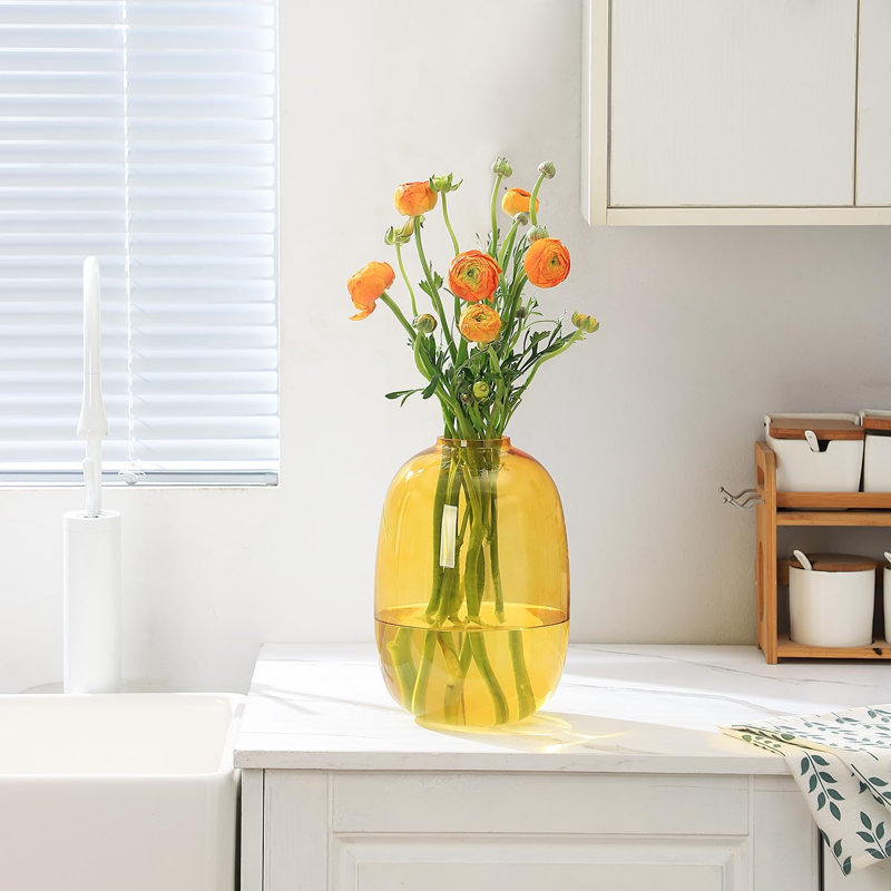 Vase de table en verre Narron, Jaune