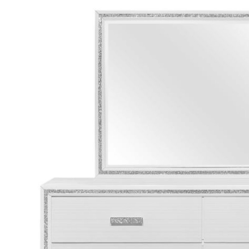 Miroir à paillettes, Blanc, 35,12 po x 39,06 po