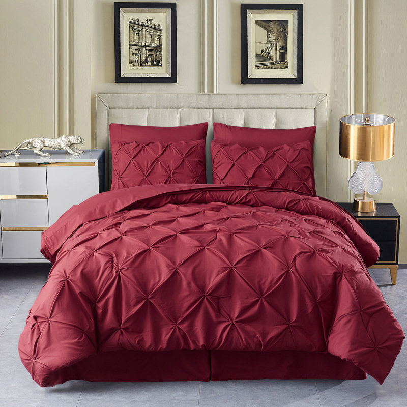 Ensemble d'édredon en microfibre HK-PT0120210625, Bourgogne, Édredon simple + 5 pièces supplémentaires