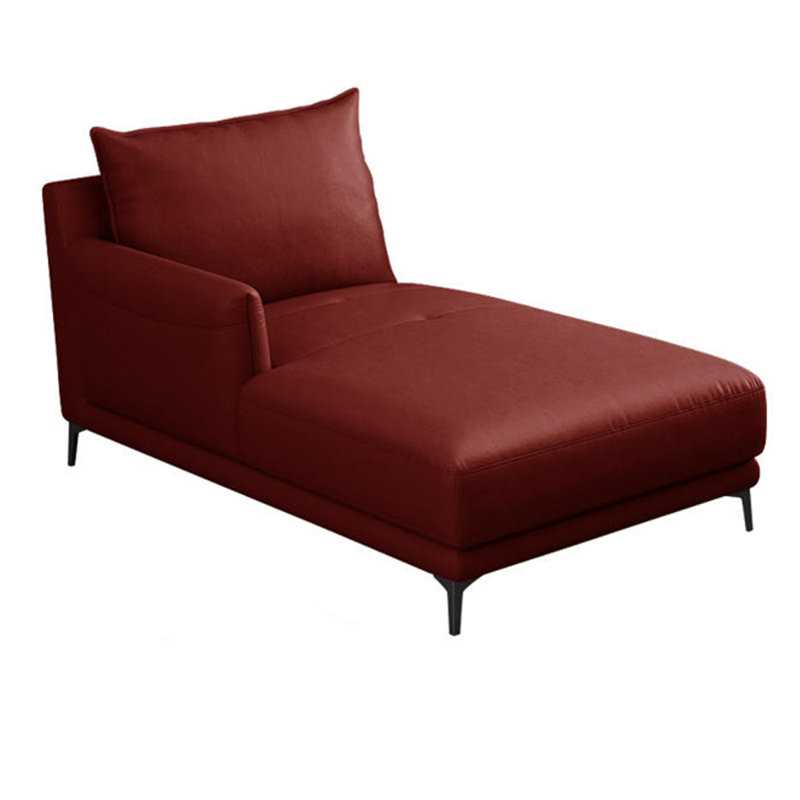 Chaise longue inclinable en similicuir, Accoudoir à droite (vu de face), Rouge datte