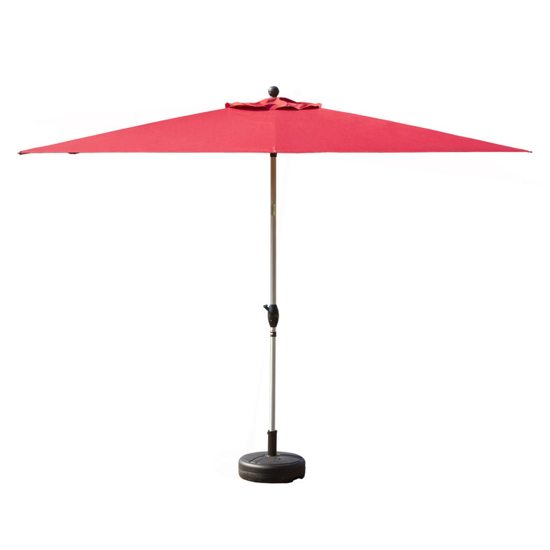 Parasol de patio rectangulaire avec fonction de levage et d'inclinaison à manivelle (base non incluse), Rouge brique