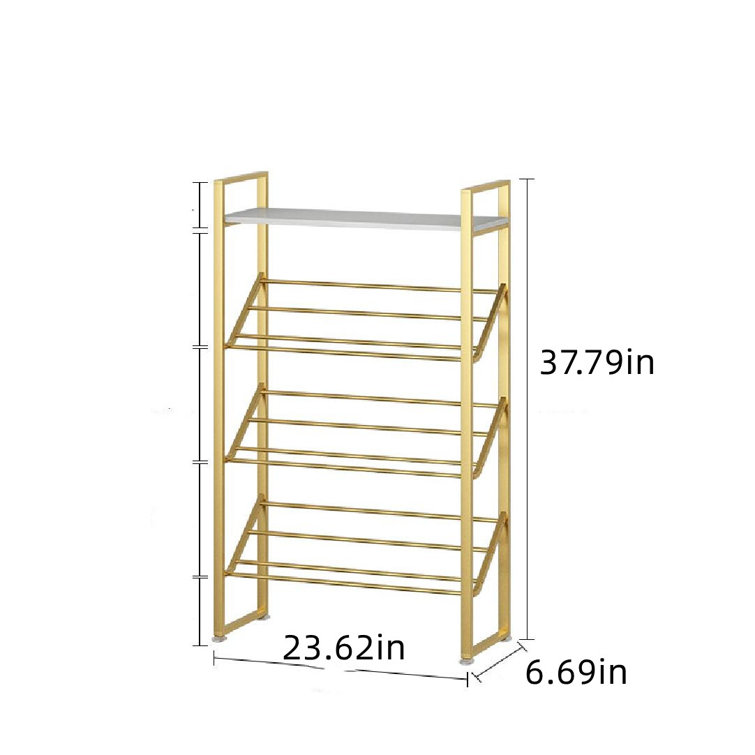 Household Essentials 41.5 in. H 12-Pair 12-Tier Off White Canvas Shoe Rack, Natural and Silver