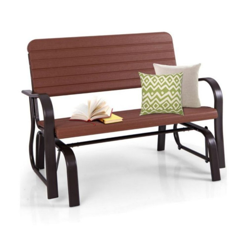 Fauteuil oscillant d'extérieur, causeuse d'une capacité de 600 lb, chaise berçante 2 places,, Brun