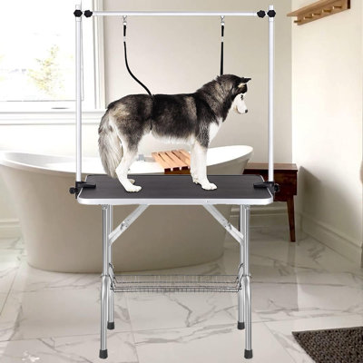 64 in. H x 46 in. W x 24 in. D MDF and PVC Adjustable and Foldable Cat and Dog Folding grooming table