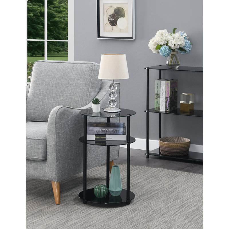 Beckett Glass Top End Table, Black