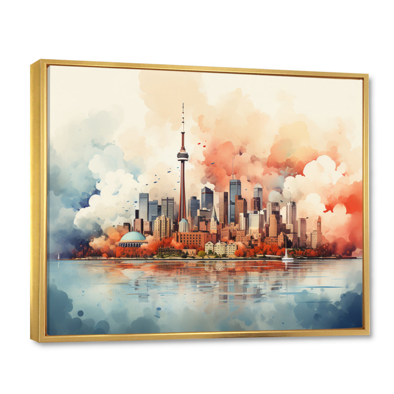 " Canada Toronto City III ", 24" H x 32" W x 1" D, Gold Floater Framed