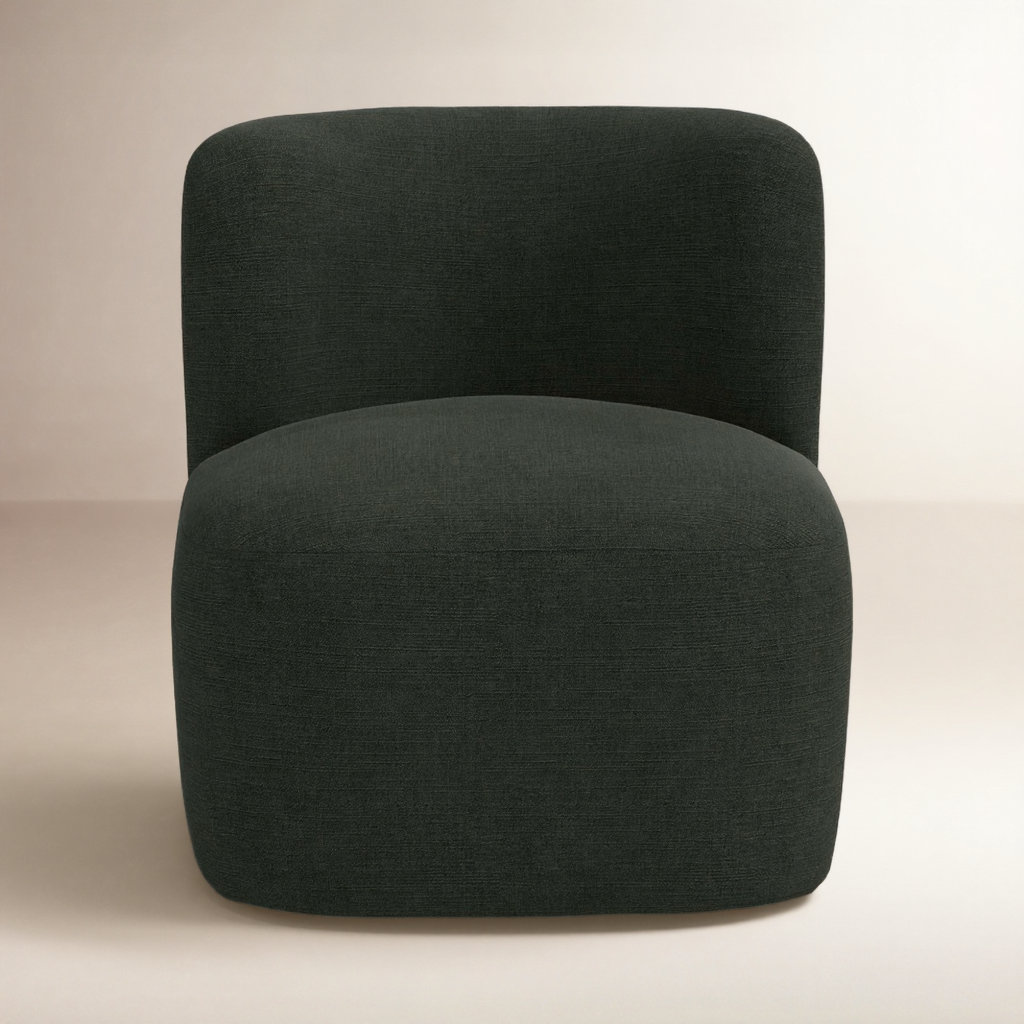 Mariza Cotton Swivel Lounge Chair, Classic Black Linen