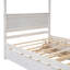  Wood Canopy Bed with Trundle, Two Drawers, Platform Bed with Support Slats, No Box Spring Needed