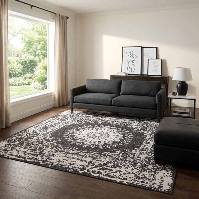 Tapis intérieur / extérieur Ornate Lamotte, Carré 7 pi 10 po