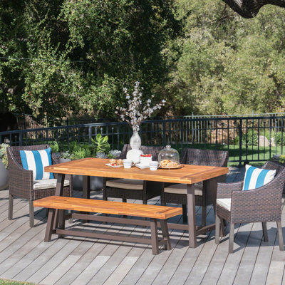 Belterra 6 - Person Wicker Patio Dining Set with Rectangular Table