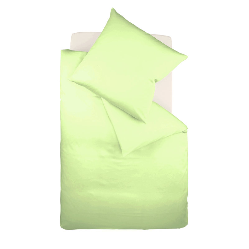 Cotton Solid Colour Duvet Cover Set with Pillow Shams, Green, 155 x 200 cm + 80 x 80 cm