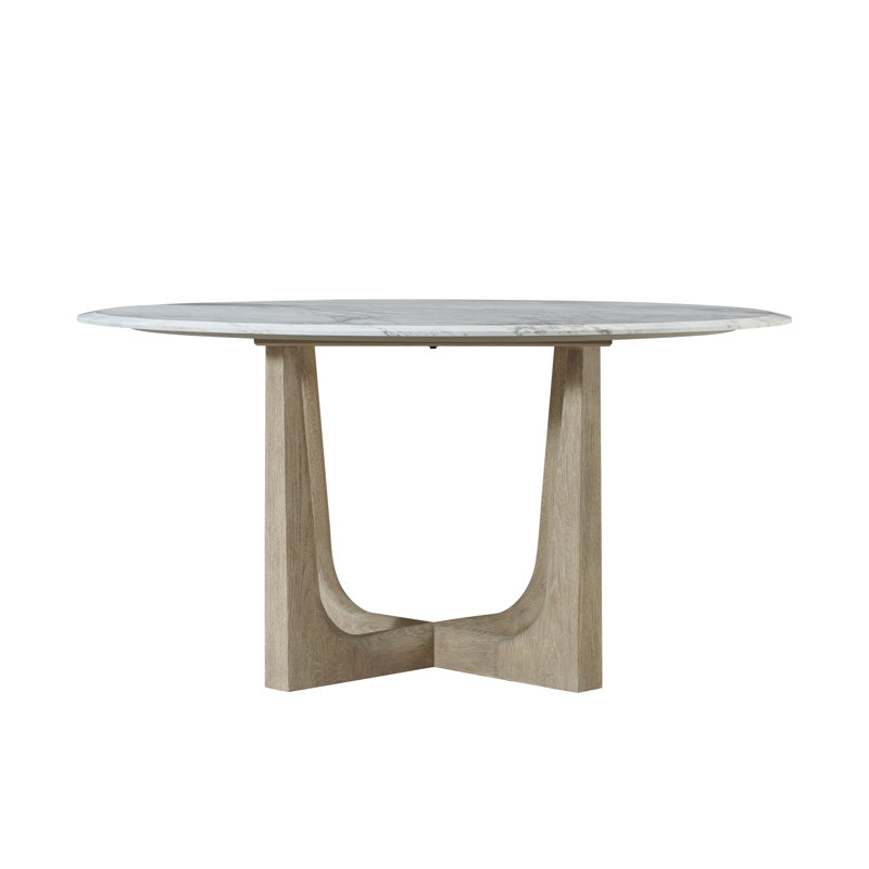Repose Round Marble Dining Table, Gray Oak