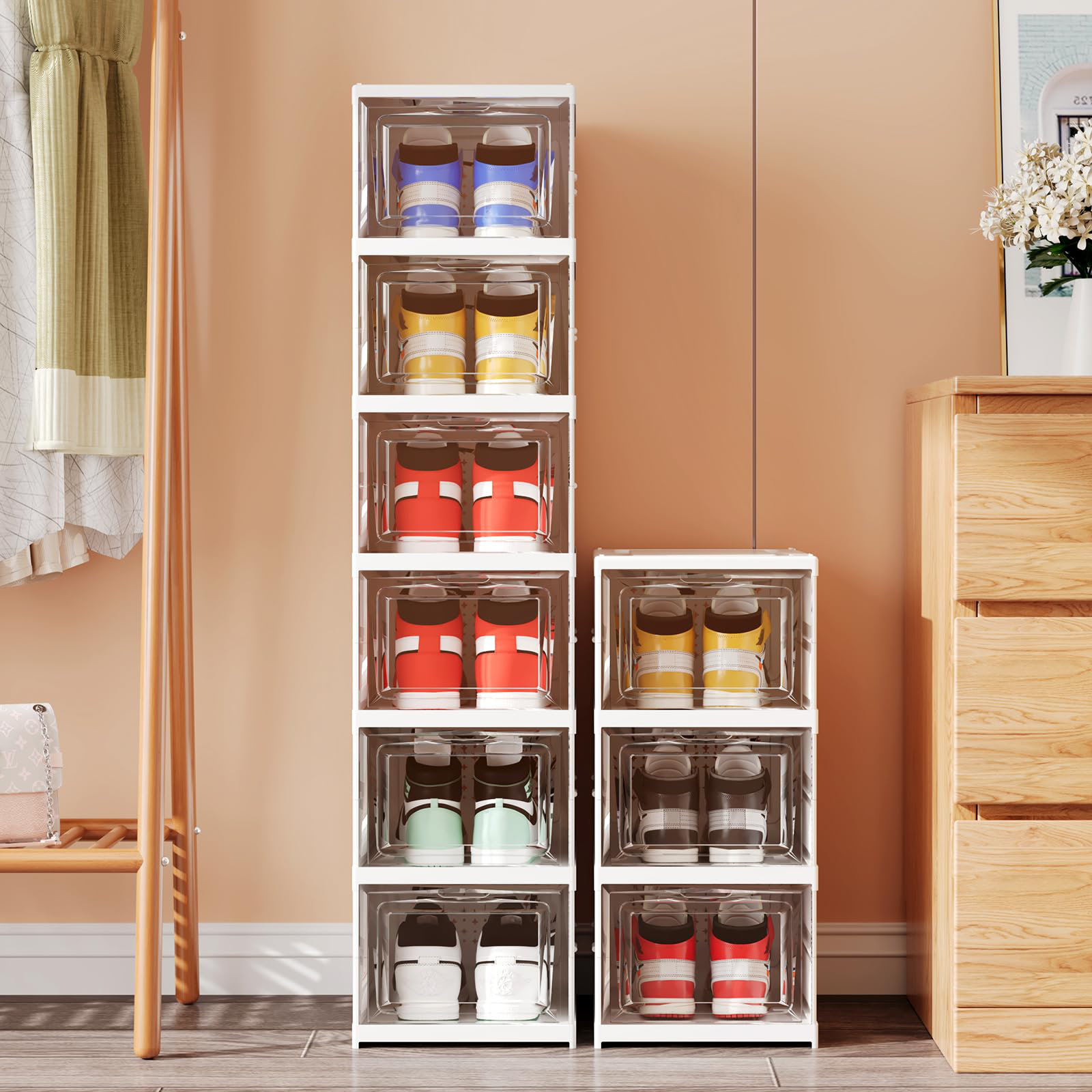 Boxed Shoe Rack Rebrilliant Shoe Organizer Box 6-Tier Foldable Shoe Rack | Wayfair