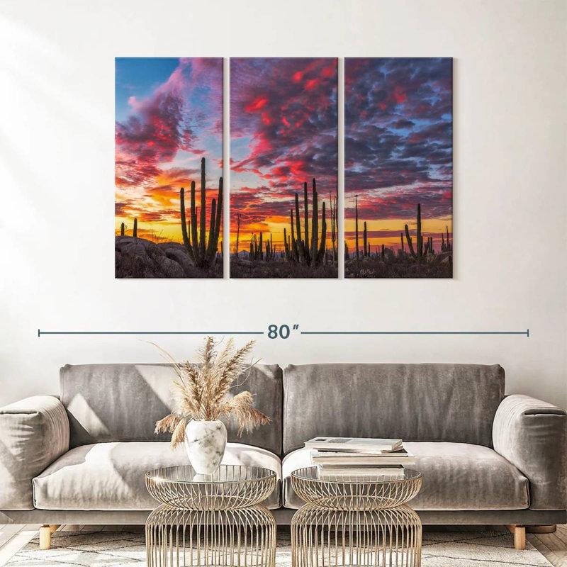Nature, "Impression sur toile de forêt de cactus de la Basse-Californie" sur, H 36 po x l 57 po x P 1,25 po