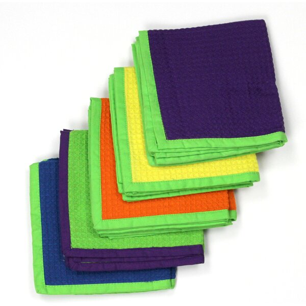 Cotton Craft Convenient Hanging Loop Basket Weave Dish Towels, 4-Pack