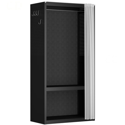 Armoire métallique autoportante avec rideau transparent, tringle amovible, étagère centrale, 4 crochets latéraux, rangement de vêtements pour chambre, dressing, appartement