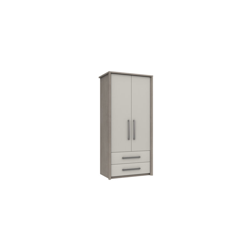 Colville 2 Door Manufactured Wood Wardrobe, Grey Oak/White Grey Gloss