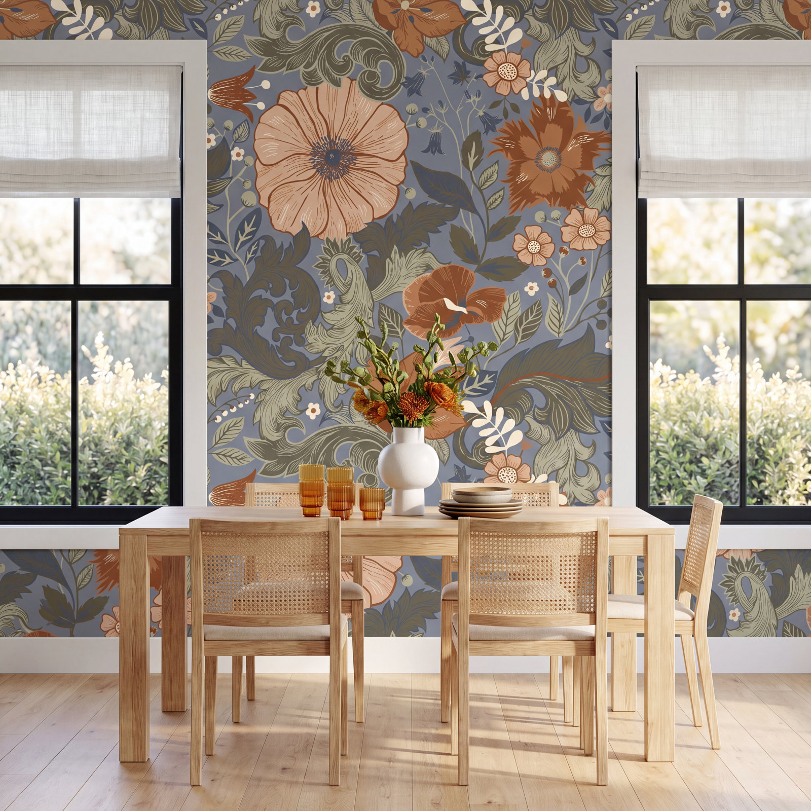 Adamo Floral Wallpaper, Blue