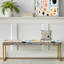 Banc rembourré géométrique doré-135359231